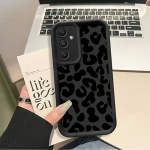 Black Leopard Print Case for Samsung Galaxy S26 S24 Plus S25 S23 S22 S21 Ultra FE S24+ Note20 A54 A53 A52 A36 A35 A34 A33 A17 A16 A15 A14 A13 Patterned Soft TPU Full Camera lens Protection  Phone Cover Gift 2D printing