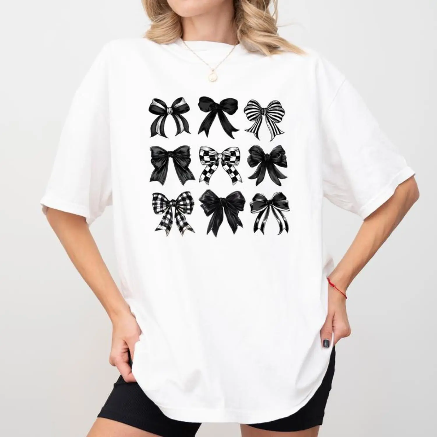 Gothic Bows Halloween T Shirt Girly Spooky Season Tee