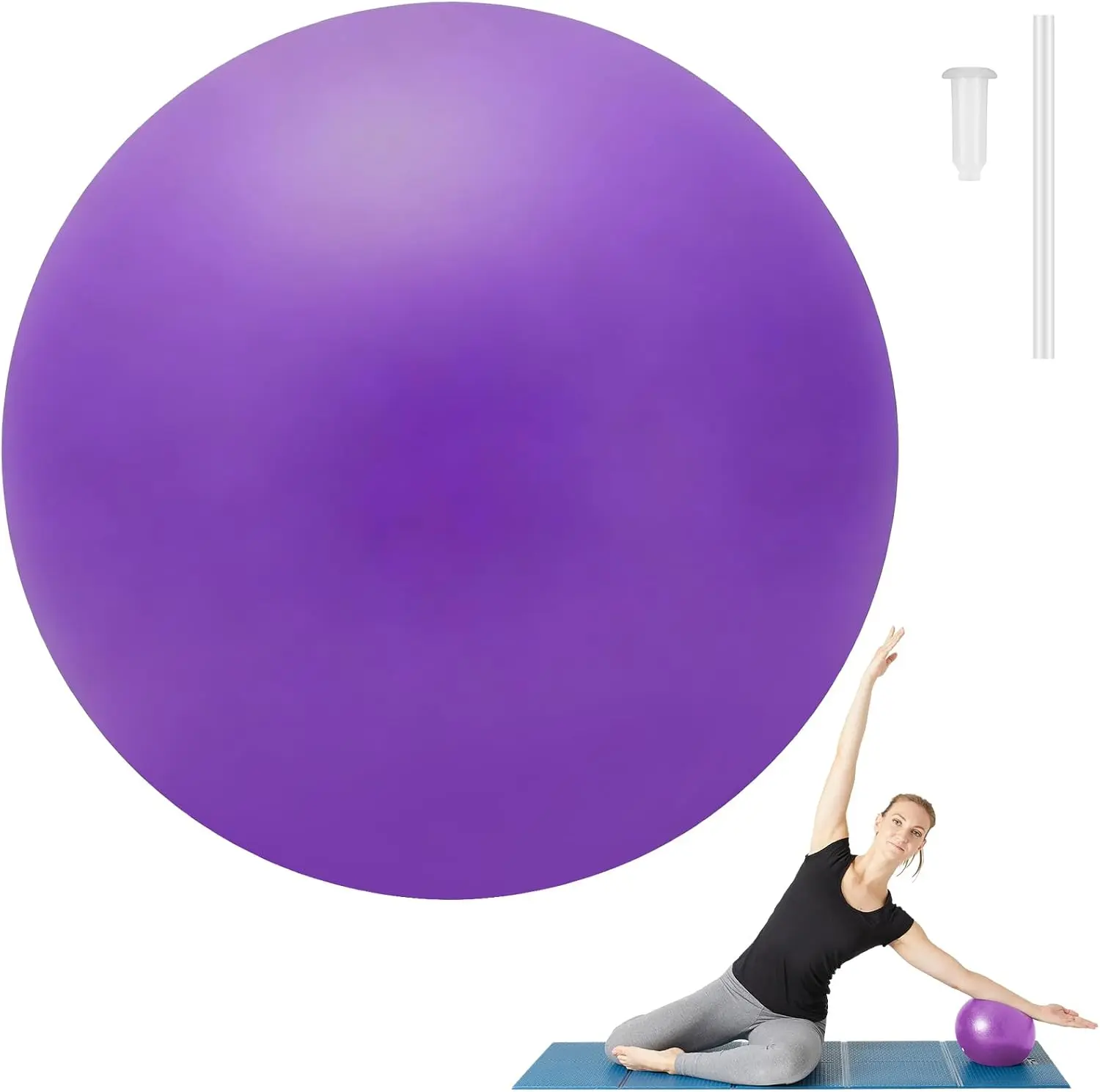9-Inch Small Pilates Ball - Mini Exercise Ball with Adjustable Firmness for Yoga & Gym, Core Workouts, Balances Body, Stability Training