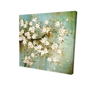 360 Stand White Cherry Blossom Canvas Print - 8x8 in., Nature Photo Wall Art, Floral Botanical Home Decor for Outdoors & Indoor Spaces, Flower, Artistic