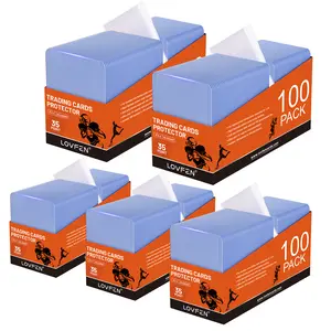 LOVFEN 500CT Top Loads Card Sleeves Kits For 3" X 4" Trading Cards, Baseball Card Protectors, Trading Card Sleeves Hard Plastic Fit For Baseball, Football Cards (500 Top Loads + 500 Soft Sleeves) Easter Gift