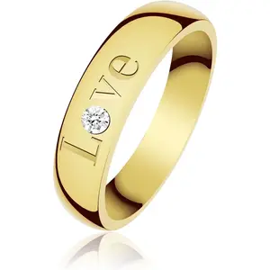 Gold Rings for Women,18K Gold Plated Rings for Men,Womens Wedding Band Cubic Zirconia Stackable Rings,Mens Gold Promise Ring,Stainless Steel Engagement Ring Jewelry Birthday Gifts for Her,Size 6-10