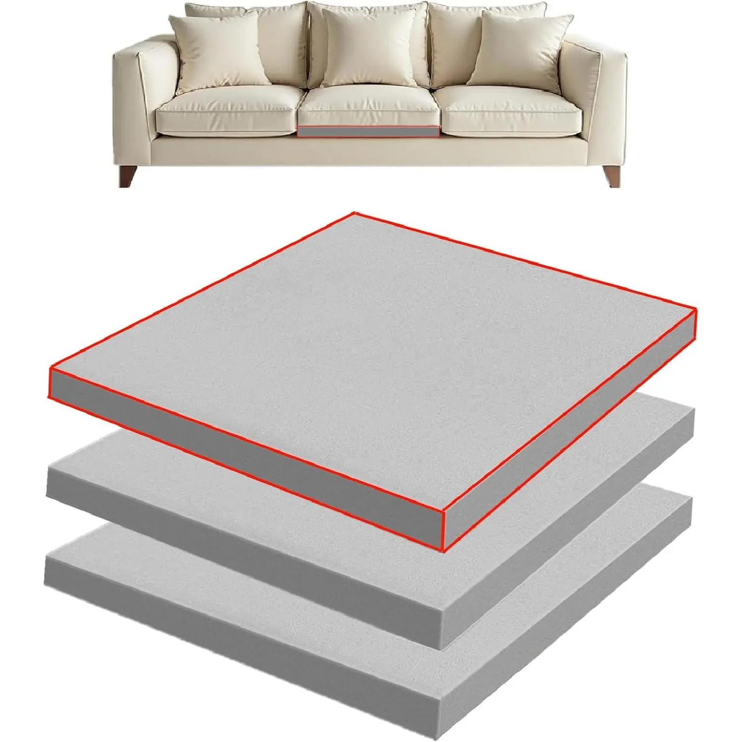 20" X 20" Couch Cushion Support for Sagging Seat, 40D High Density  Sofa Cushion Support, 3 count Sag Repair Pad, Furniture Seat Under Cushions Supporter