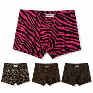 SHIQINUO Men's Fashion Leopard-Print Boxer Briefs (1 Pack, Multi-Size) - Stretch-Fit, Breathable, Soft-Fabric Trunks, Undergarments for Day Wear & Gym