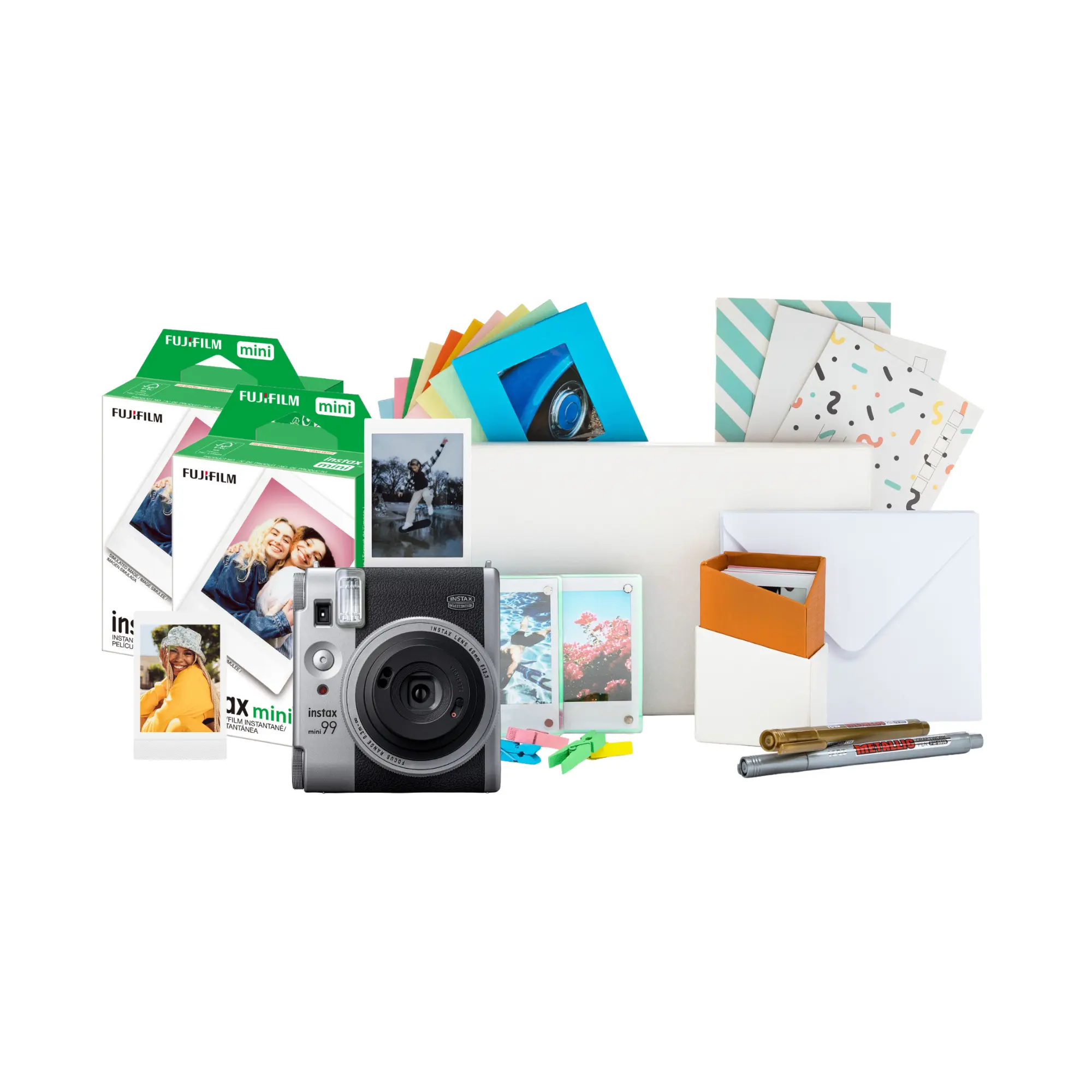 Fujifilm Instax Mini 99 Silver Instant Camera Bundle with 40 Exposures and More