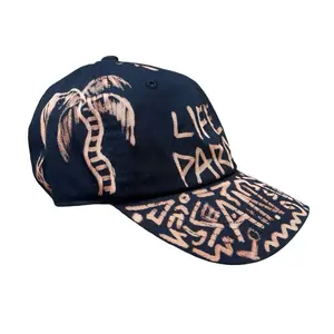 Life Is Paradise Acid Wash Bleach Dye Baseball Cap Hand Painted One Of A Kind 100% Cotton Buckle Closure