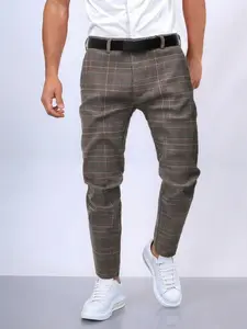 Men's Slim Fit Business Pants, Houndstooth Plaid Checked Formal Trousers, High-Quality Versatile Elegant Fashion, All-Season Comfortable Breathable Elastic Men's Pants