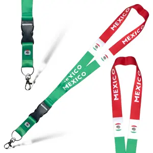 Mexico Flag Lanyard with Detachable Buckle | Mexican Flag KeyChain Neck Strap