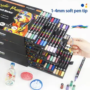 96/120/168 Color Dual Tip Acrylic Markers Set, Creative Hand-Drawn Style, Watercolor Texture, Smooth Coloring, Non-Fading, Ideal for Students, Student Painting Supplies, Art Drawing Supplies