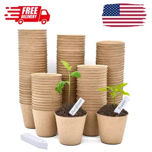 Biodegradable Peat Pots for Seedling - 120 Pack 3.15 inch Biodegradable Plant Seed Starters Kits with 30 Plant Labels