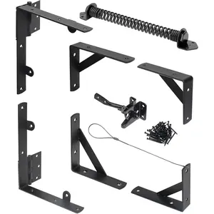 Fence Gate Kit Gate Hardware, 1 Set Anti Sag Gate Kit Gate Frame Cornor Brackets Kit with Self Closing Gate Springs Hings Latchs for Outdoor Garden Backyard Wooden Fence Deck Porch Gate