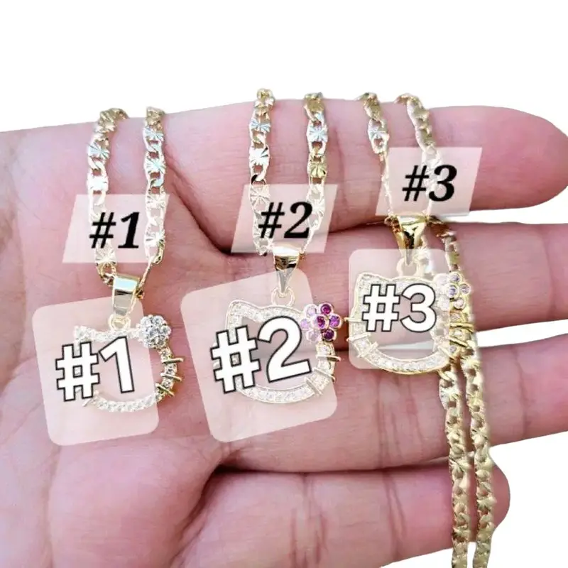 14k Gold-plated Gatita Necklace with Choice of 5 Styles #1 #2 #3#4#5#6#7 for Elegant Everyday Wear