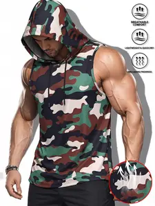 Men's Camouflage Vest - Smooth Breathable Fabric Durable Versatile Hooded Design with Drawstring Curved Hem American Street Style Lightweight for Outdoor Hiking and Gatherings