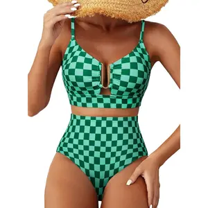 2026 NEW Women's Beach Ball & Kayak  Womens High Waisted Two Pieces  Bikini Set Floral Print Swimsuit Crisscross Back Bathing Suit Beach Swimwear  Tankini Sets