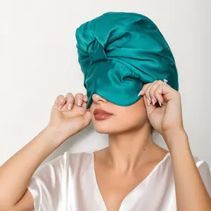 Satin Bonnet with Eye Mask Sleep Set, Hair Protection & Deep Sleep Combo for Night & Travel