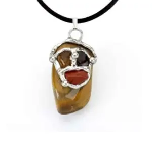 Seeds of Light Tigers Eye & Citrine Beaded Chakra Necklace - Red Jasper Semiprecious Stone Jewelry for Adults, Attracts Success, Courage, Confidence, Note: Choking Hazard Small Parts