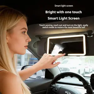 2PACK-Rechargeable LED Car Vanity Mirror with Touch Screen, Sunshade Attachment & Portable Design for Effortless On-the-Go Beauty
