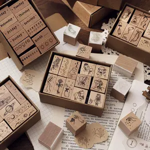 Jenny Chinese Character Number  Universe Flower Week Wooden Rubber Stamp Scrapbooking Deco DIY Craft Standard Wooden Stamps