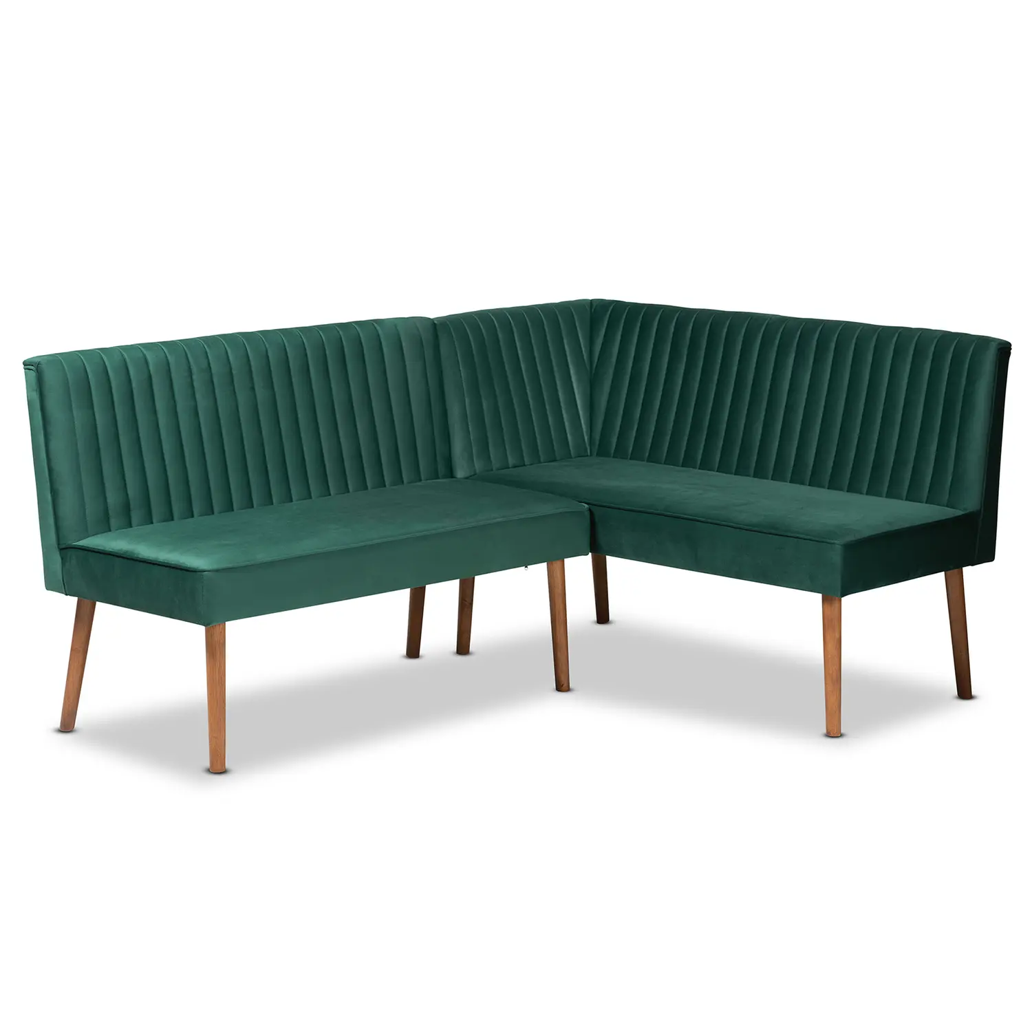 HomeStock Dining Banquette Set, Velvet Upholstered Dining Banquette Set with Walnut Brown Finished Wood Frame Offering Elegant Seating Comfort and Stylish Support for Modern Dining Spaces