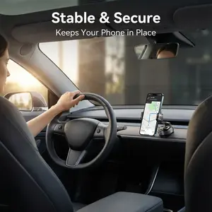 MSXTTLY 2025 Vacuum MagSafe Car Mount Magnetic Phone Holder, 360° Adjustable for MagSafe Car Holder Foldable Suction Phone Mount for Car, for Garmin GPS/Mirror/Smooth /Gym / Car/Home/Office, and flat ，for All Phones