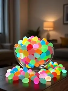 Glow-In-The-Dark Pebbles 4.5cm Resin Material, Garden Yard Wedding Aquarium Fish Tank Decorations, Pack of 20 (10.58oz), No Ca Prop 65