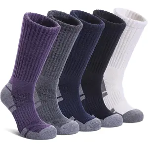 Merino Wool Hiking Socks for Women Men Thermal Winter Warm Cozy Cushioned Boot Socks for Athletic Work 5 Pairs