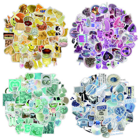 240 PCS Contemporary Kawaii Pastel Vinyl Snack Stickers - Cute Stickers, 4 Themes (Candy, Blueberry), INS Style, Water Resistant, Fade-Resistant, Long-Lasting Student Back to School DIY Scrapbooking Journaling Laptop Decor Supplies