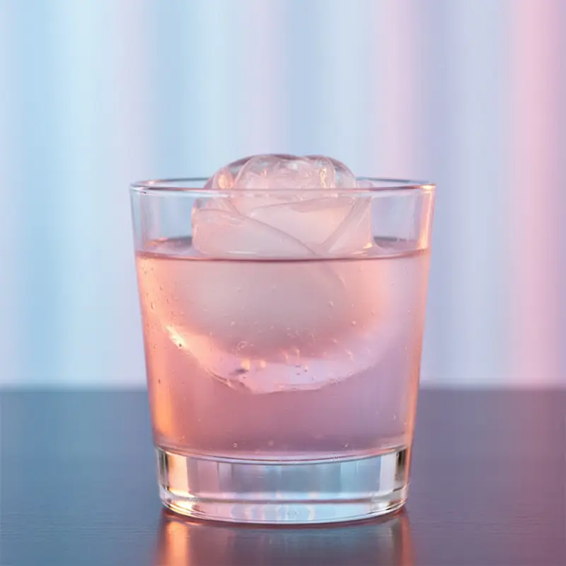 4-Grid Rose Shape Silicone Ice Ball Maker with Cover, Leak-Proof Dishwasher-Safe Ice Ball Molds for Bourbon & Scotch, Valentine's Day Home Bar Utensil Gift