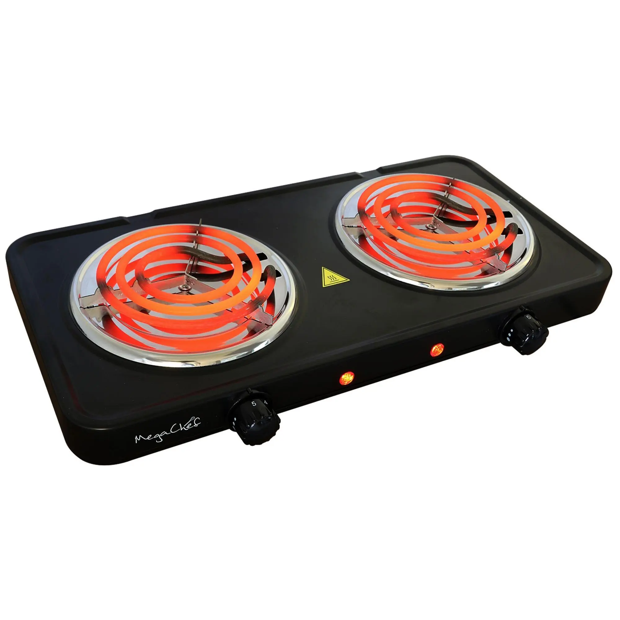 Mega Chef Portable Dual Electric Coil Cooktop i n Black Mega Chef Portable Dual Electric Coil Cooktop i n Black