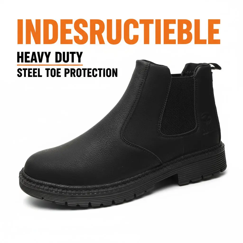 Durable Unisex Safety Sneakers, Waterproof Splash Proof Work Shoes with Steel Toe, Anti Slip Sole and Breathable Upper for Chef, Food Service and Hospitality Staff