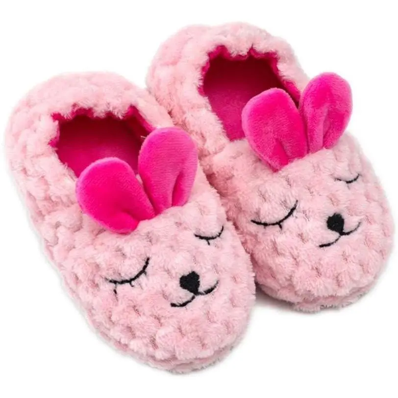 Girls' Cute Animal Slippers with Cozy Fur Lining, Warm Soft Plush Winter Footwear for Toddlers, Baby Shower Gift, Kid, Home Footwear, Flat Heel, 4 - 5 Years, Christmas, Birthday, 3-6Y, Panda, Baby Animals, All Seasons, Toddler Size, 5-6 Toddler