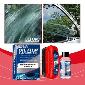 2-Pack Car Glass Oil Film Remover Hydrophobic Coating Rain Repellent Anti-Fog Cleaner with Quick Easy Brush Applicator