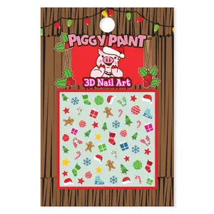 Piggy Paint Christmas Cutie Nail Art Stickers for Kids - Customizable Nail Art for Holiday Manicures