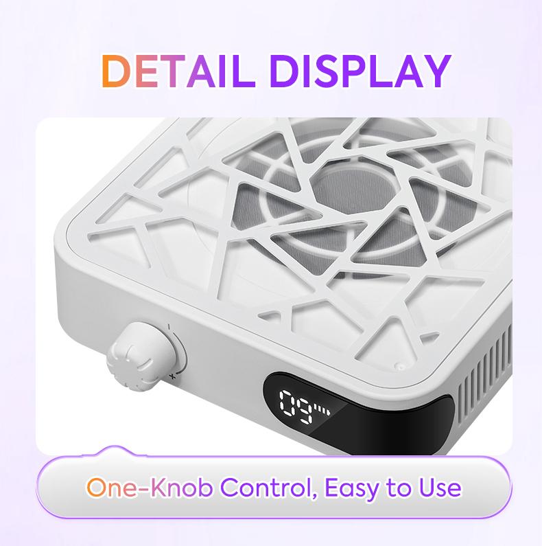 Mini Rechargeable Nail Dust Collector, 6000RPM Powerful Suction Nail Vacuum Cleaner with 10 Speed Adjustable, 2600mAh Cordless Nail Dust Extractor for Acrylic Nails, Portable Nail Salon Dust Collector for Home Use