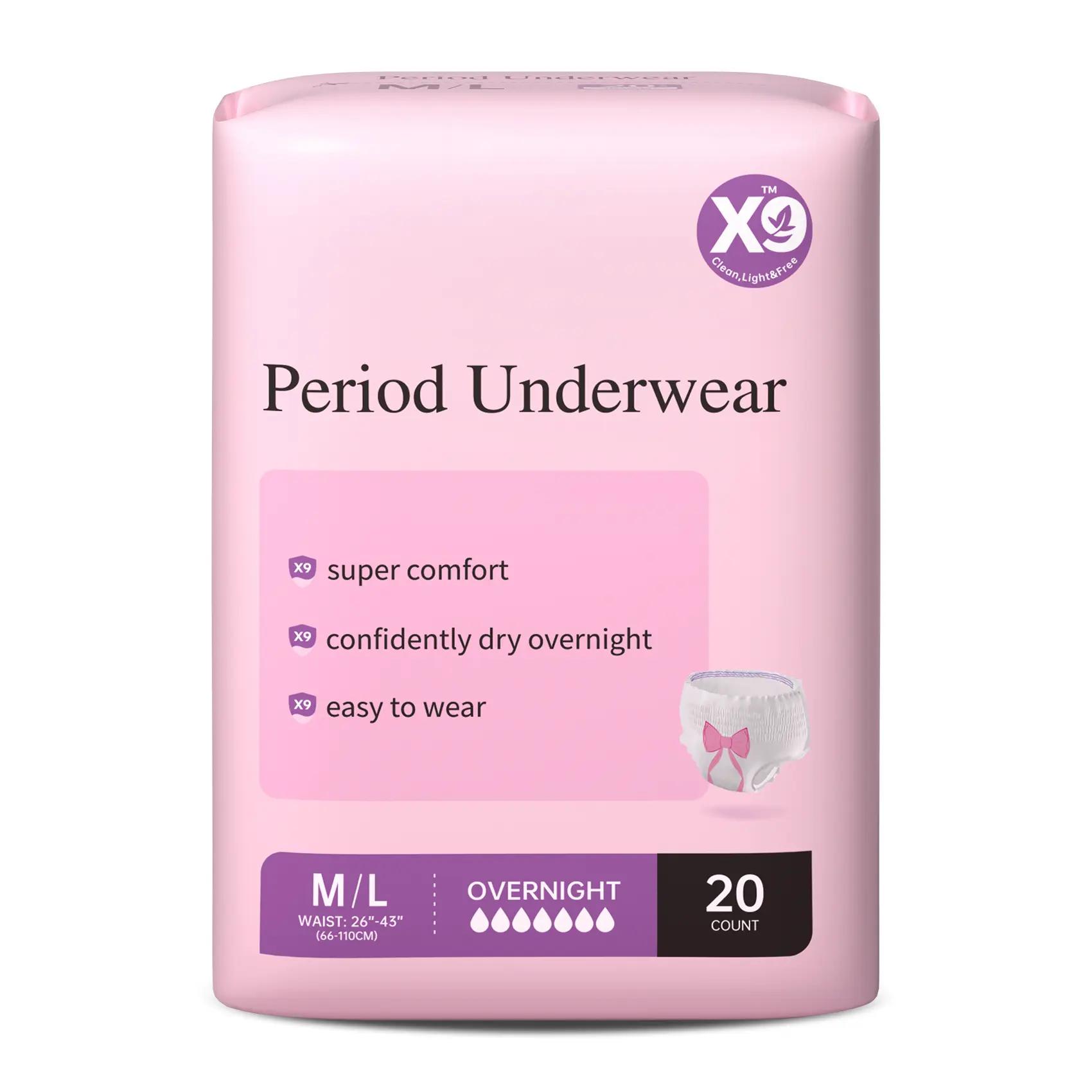 Disposable Period Underwear for Women, FDA-Registered, 360° Protection, Leakproof for Heavy Flow & Postpartum Recovery, Non-Toxic Unscented for Sensitive Skin, Overnight Wear, 20 Pairs, M/L, Disposable Period Panties, Easy To Wear