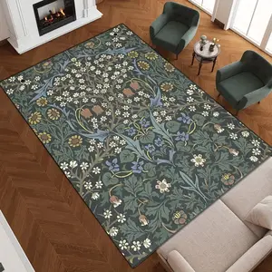 Vintage Floral Pattern Floor Mat, Non-slip Washable Floor Carpet, Decorative Area Rug for Home Living Room Bedroom Kitchen