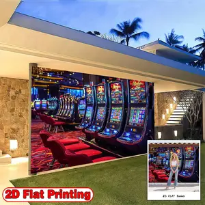2D FLAT Banner, 1pc Casino Slot Machine Red, Polyester home decoration background banner, suitable for living room, bedroom and other indoor and outdoor decoration, a perfect gift for parties and festival celebrations