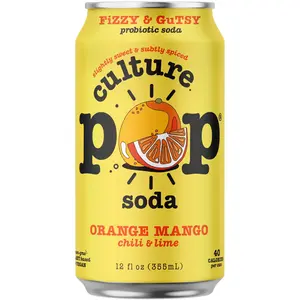 Culture Pop Sparkling Prebiotic Soda, Orange Mango, 12oz (Pack of 12)