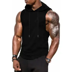 Men’s Workout Hooded Tank Tops — Sports Training Sleeveless Gym Hoodies, Bodybuilding Cut-Off Muscle Shirts