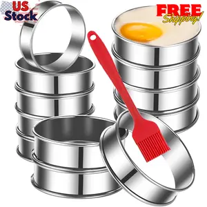 12Packs English Muffin Ring 3.15 Inch Crumpet Rings Stainless Steel