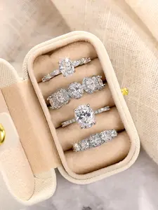 Women's Elegant Rhinestone Decorated Ring Set, Exquisite Trendy Ring Set, Fashionable Jewelry for Women As Engagement Anniversary Wedding Party Decor, Wedding Promise Rings, Bridal Ring Sets, Mother's Day Gifts, Gift Set for Mothers, Gifts for Her