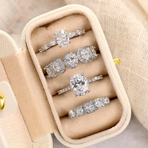 Women's Rhinestone Decorated Ring Set, Exquisite Trendy Ring Set, Beautiful Rings, Jewelry for Women As Engagement Anniversary Wedding Party Decor, Wedding Promise Rings, Bridal Ring Sets, Mother's Day Gifts