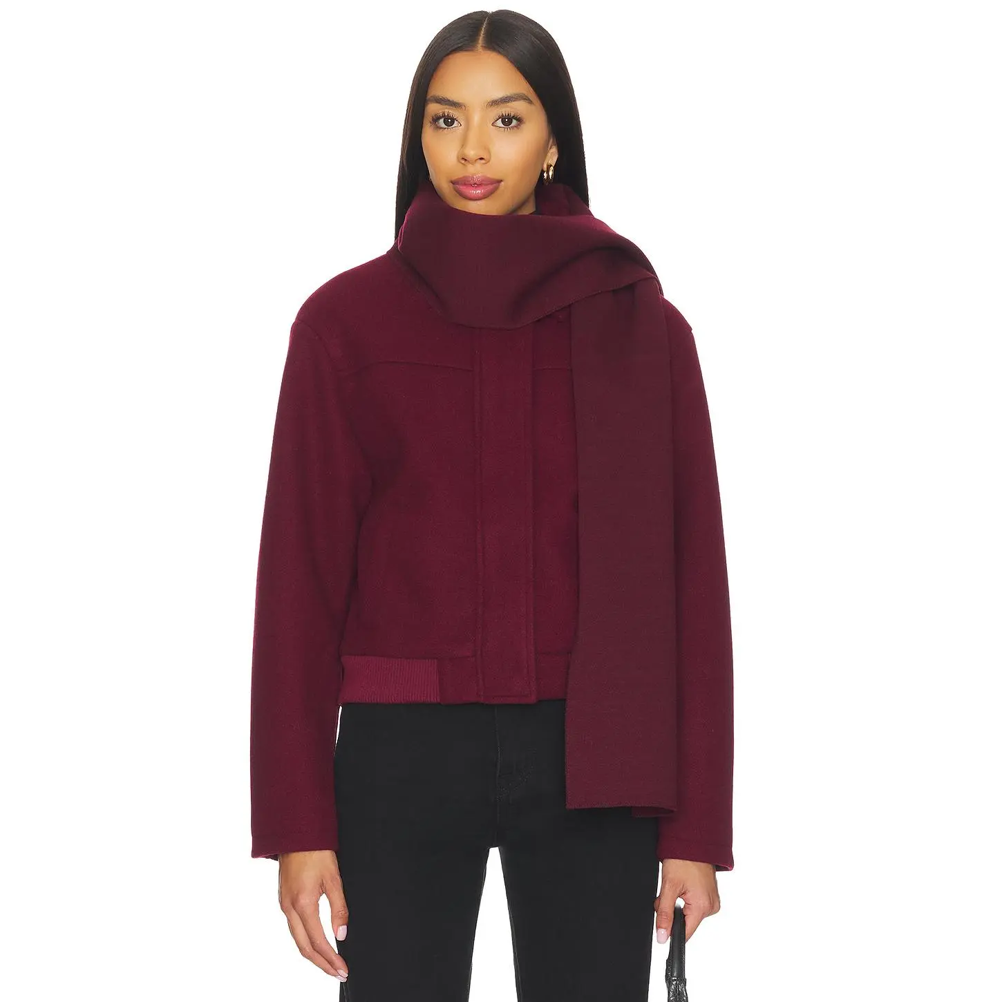 ALL THE WAYS Rissa Scarf Coat in Burgundy