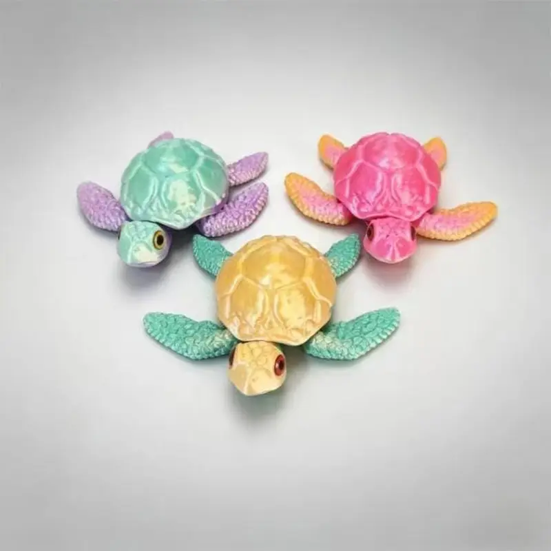 Cute 3D Printed Turtle Statue, Animal Figurine, Holiday Gift, Desktop Decor, Christmas Ornament, Perfect for Festive Season