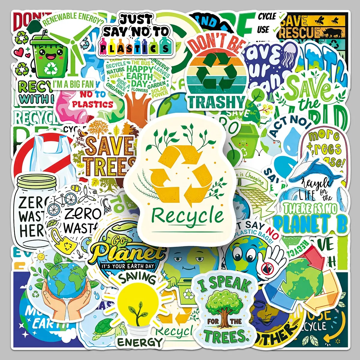 50pcs earth stickers green low-carbon care for the earth publicity decoration diy display cabinet luggage stickers