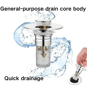 Pop Up Bathroom Sink Drain Strainer, Sink Stopper Bathroom Drain Hair Catcher with Removable Stainless Steel Filter Basket, for US Universal Kitchen Basin Stopper Replacement