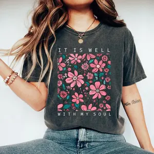 Comfort colors Retro It Is Well With My Soul TShirt, Comfort Religious T-Shirt, Aesthetic Christian Tee, Jesus Apparel, Bible Verse TShirt, Faith Tee