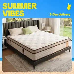 【SummerVibes】12-Inch Medium Firm Hybrid Mattress, King/Queen Size, Memory Foam & Pocket Springs for Motion Isolation & Back Pain Relief, Cool Sleep Ergonomic Support Mattress in a Box for Multiple Rooms, Queen Size Mattress