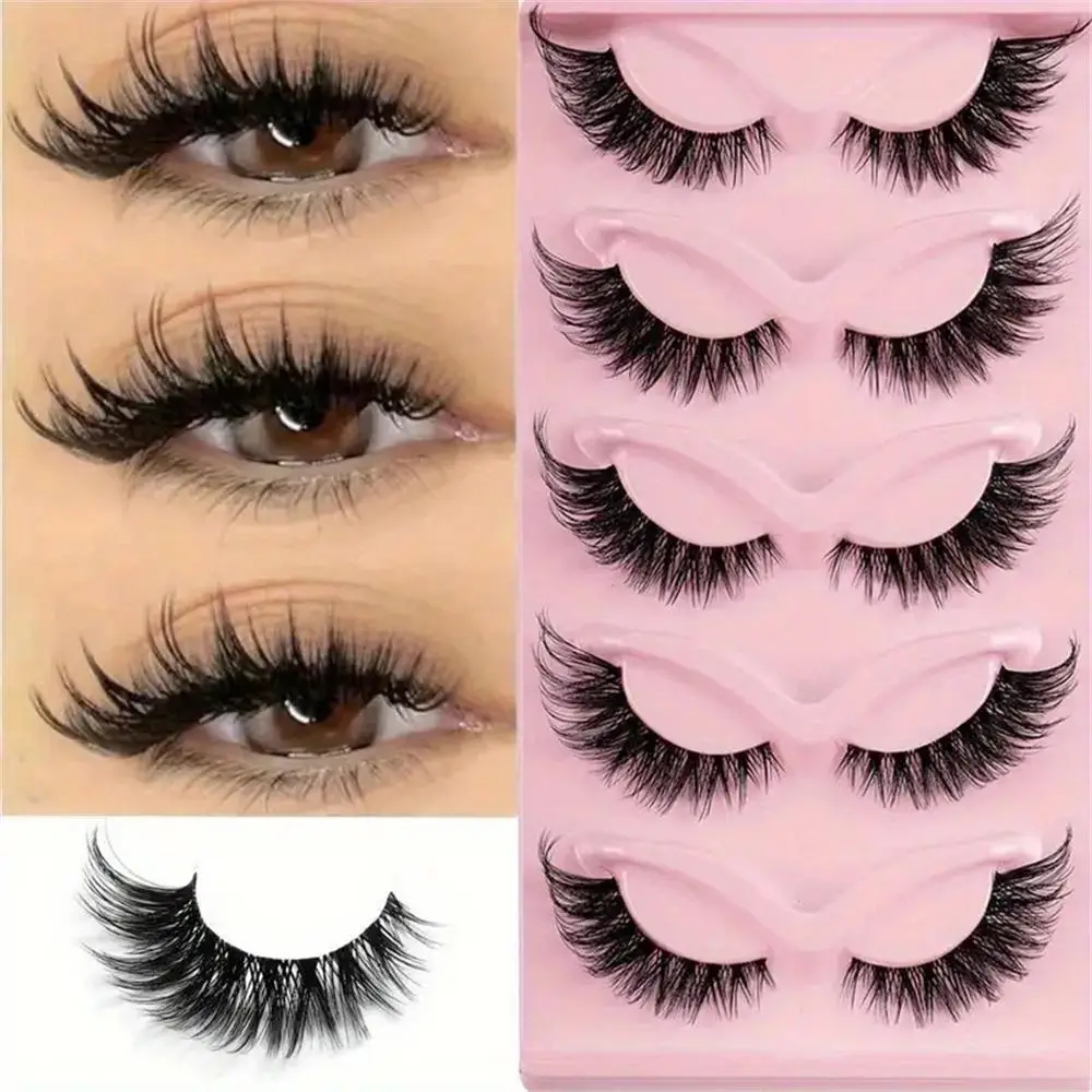False Eyelashes Wispy Cat Eye Faux Cluster Lashes, Natural Curling Eye Makeup Strip Lashes, Full Volume Eyelash Extensions