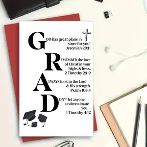 🎓 Christian Graduation Gift Card Set with Red Envelope 🎓 Inspiring Scripture Verse Jeremiah 29:11 Psalm 105:4 🎓 Premium 350GSM Glossy Finish 🎓 Perfect for High School College Grads 🎓 Faith-Based Encouragement Religious Keepsake 🎓 Blank Inside